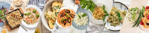 Set Traditional Italian Dishes Top View — Stock Photo, Image