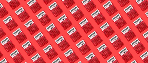 Many Calculators Red Background Pattern Design — Stock Photo, Image