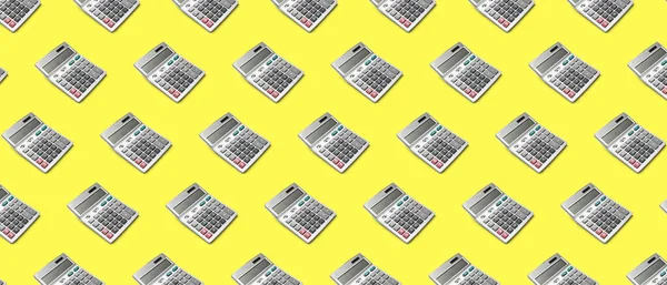 Many Calculators Yellow Background Pattern Design — Stock Photo, Image