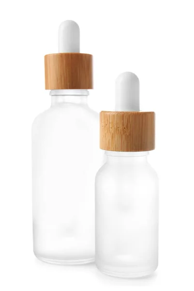 Twee Flessen Serum Witte Achtergrond — Stockfoto
