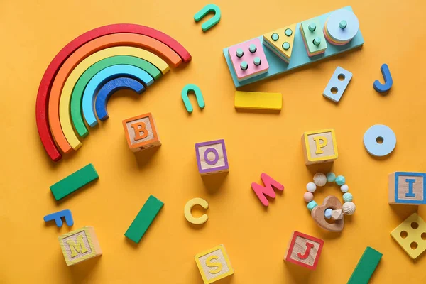 Educational Toys Yellow Background — Stock Photo, Image