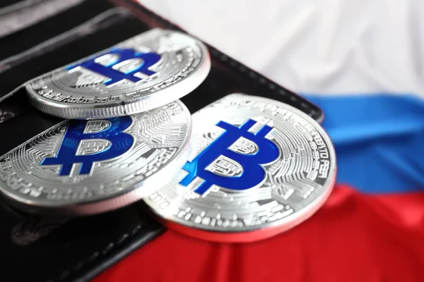 Rusya Federasyonu bayrağında bitcoin bulunan cüzdan