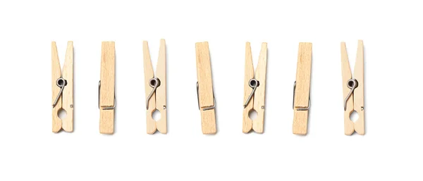 Wooden Clothespins Isolated White — 스톡 사진