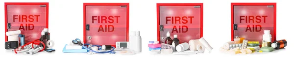 Set First Aid Kits White Background — Stock Photo, Image