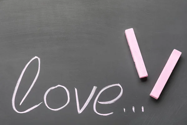 Word Love Chalks Blackboard — Stock Photo, Image