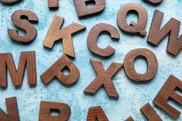 Holzbuchstaben Auf Grunge Hintergrund Alphabet Konzept — Stockfoto