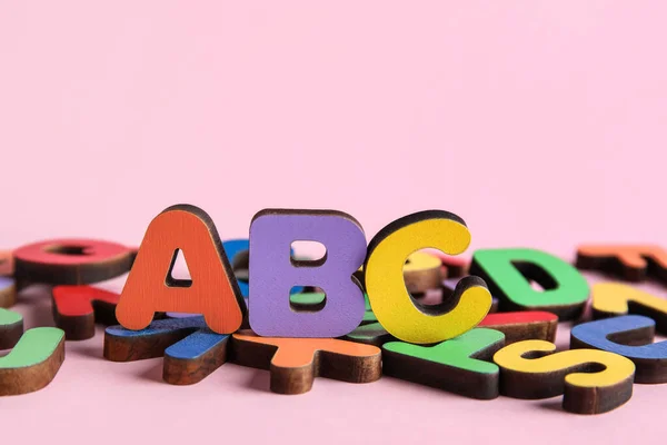 Colorful Letters Pink Background Alphabet Concept — Stock Photo, Image