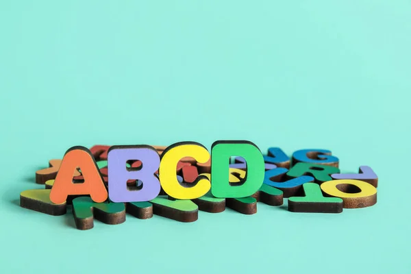 Colorful Letters Blue Background Alphabet Concept — Stock Photo, Image