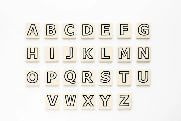 Różne Litery Białym Tle Koncepcja Alfabetu — Zdjęcie stockowe