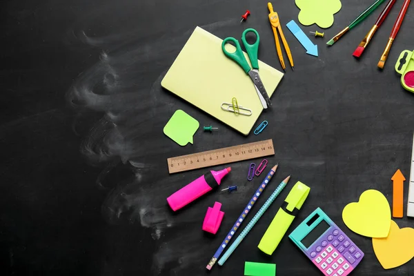 Frame Made Stationery Supplies School Blackboard — Stock Photo, Image