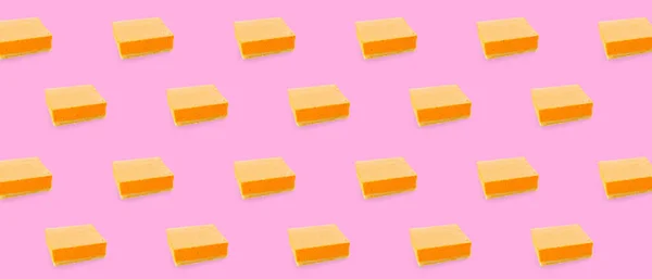 Molti Pezzi Torta Zucca Saporita Sfondo Rosa Modello Design — Foto Stock