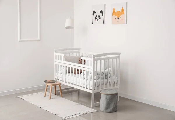 Interior Light Nursery Baby Crib Lamp Stool — Stock Photo, Image