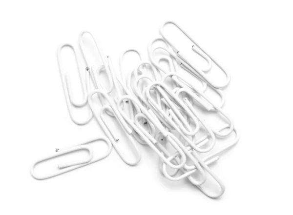 Paper Clips White Background Top View — Stock Photo, Image