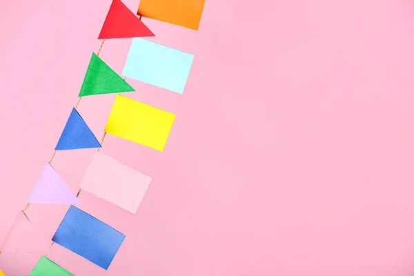 Colorful Flags Festa Junina Pink Background — Stock Photo, Image