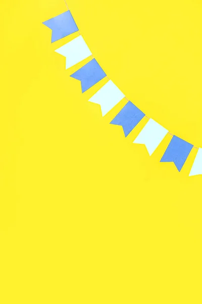 Blaue Flaggen Für Festa Junina Auf Gelbem Hintergrund — Stockfoto