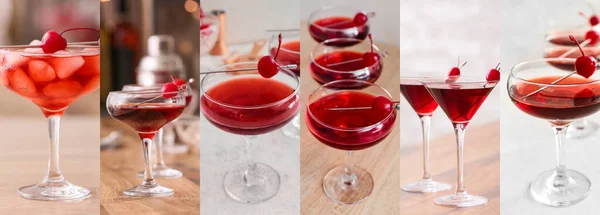 Collage Met Lekkere Manhattan Cocktails — Stockfoto
