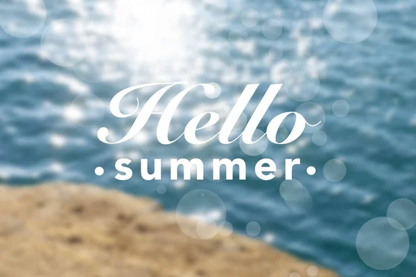 Text Hello Summer Och Blått Hav Orten — Stockfoto