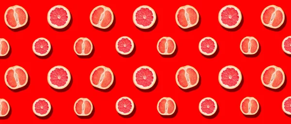 Sokan Vágnak Grapefruitot Vörös Alapon Tervezési Minta — Stock Fotó