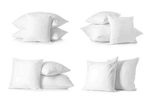 Set Soft Pillows Isolated White — Stock Photo, Image