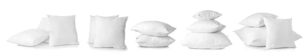 Set Many Soft Pillows Isolated White — стоковое фото