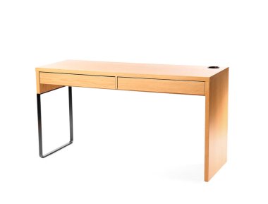 Beyaz arkaplanda izole edilmiş ahşap tablo