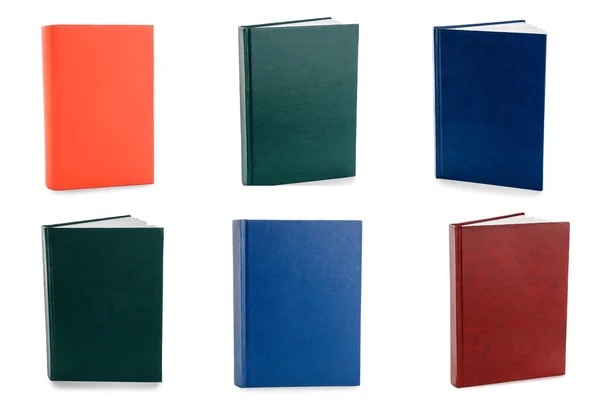 Conjunto Diferentes Livros Isolados Branco — Fotografia de Stock