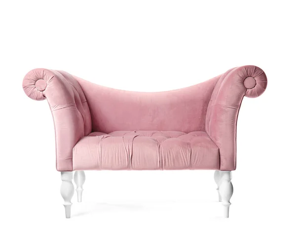白を基調としたスタイリッシュなピンクのソファ — ストック写真