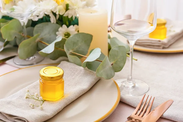 Bonbonnieres Miel Servidos Para Mesa Bodas — Foto de Stock