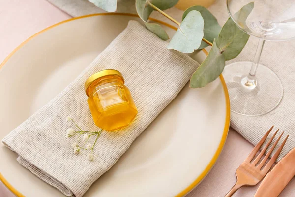 Honey Bonbonniere Served Wedding Table — Stock Photo, Image