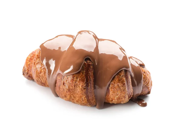 Delicious Croissants Chocolate White Background — Stock Photo, Image