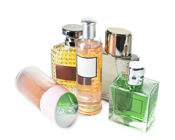 Bottles Aromatic Perfume White Background — Stock Photo, Image