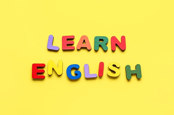Tekst Learn English Gele Achtergrond — Stockfoto