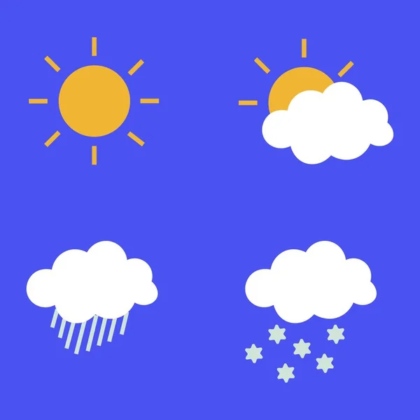Set Weather Icons Blue Background — Stock Vector