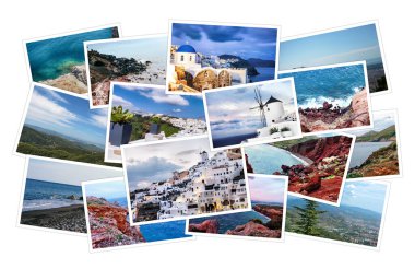 Beyaz arkaplanda seyahat fotoğrafları