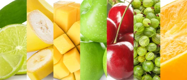 甘い熟した果物や果実とのコラージュ クローズアップ — ストック写真