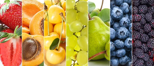 甘い熟した果物や果実とのコラージュ クローズアップ — ストック写真