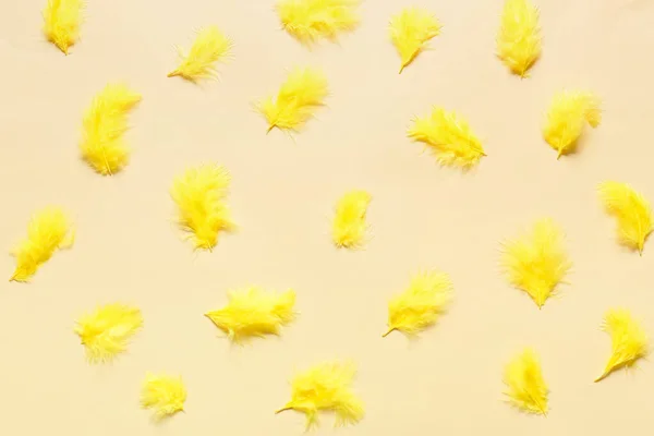 Beautiful Yellow Feathers Color Background — Stock Photo, Image