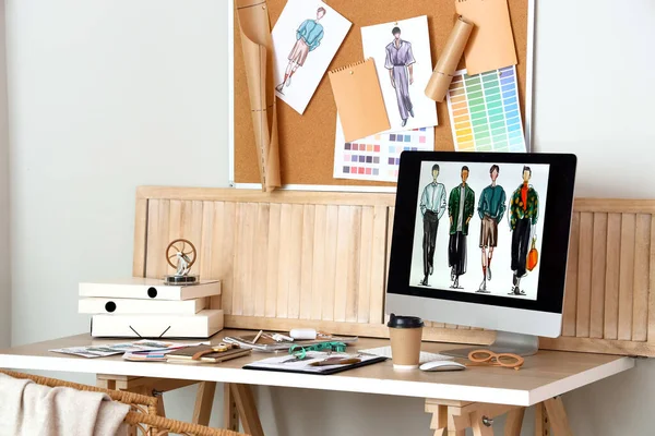 Workplace Clothes Stylist Modern Studio — Stock Photo, Image