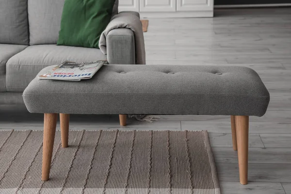 Soft Bench Magazines Sofa Modern Room — Stock Photo, Image