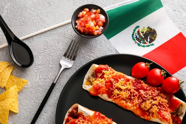 Comida Tradicional Mexicana Bandeira Fundo Claro — Fotografia de Stock