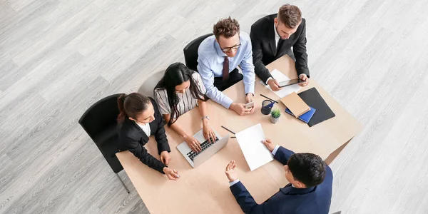 Human Resources Commission Interviewing Man Office Top View — Stock Photo, Image