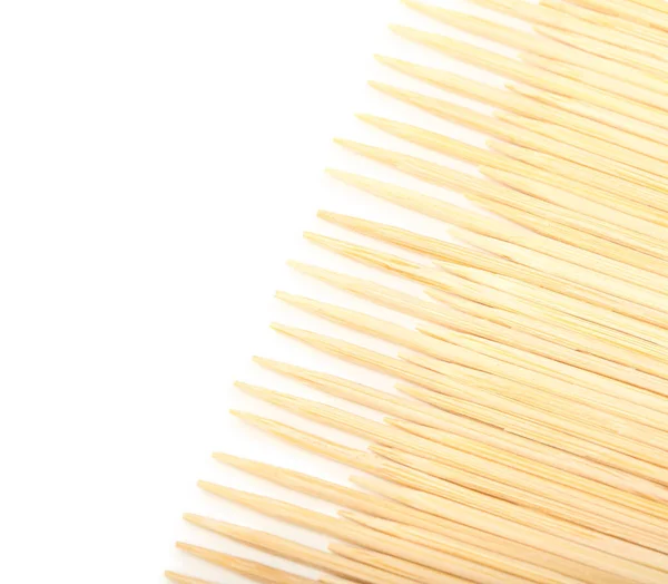 Бамбуковые Зубочистки Белом Фоне Вид Сверху — стоковое фото