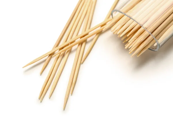 Box Bamboo Toothpicks White Background — Stock Photo, Image
