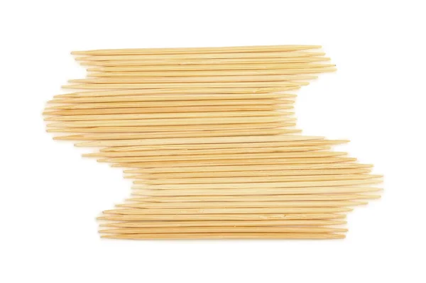 Bamboo Toothpicks White Background Top View — Stock Photo, Image