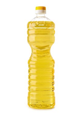 beyaz zemin üzerine ayçiçek yağı şişe