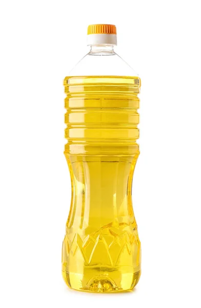 Bottiglia Olio Girasole Sfondo Bianco — Foto Stock
