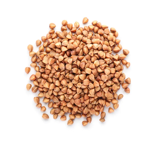 Heap Buckwheat Grains White Background — Stock Photo, Image