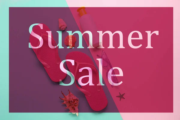 Poster Summer Sale Beach Accessories — Stock Photo, Image