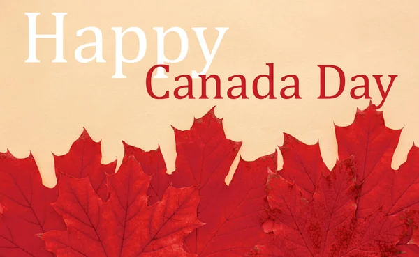 Tarjeta Felicitación Para Día Canadá Con Hojas Arce —  Fotos de Stock