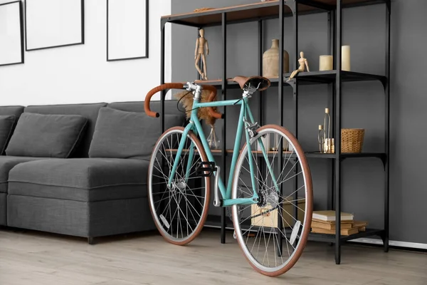 Modern Bicycle Shelving Unit Living Room — Stock Photo, Image